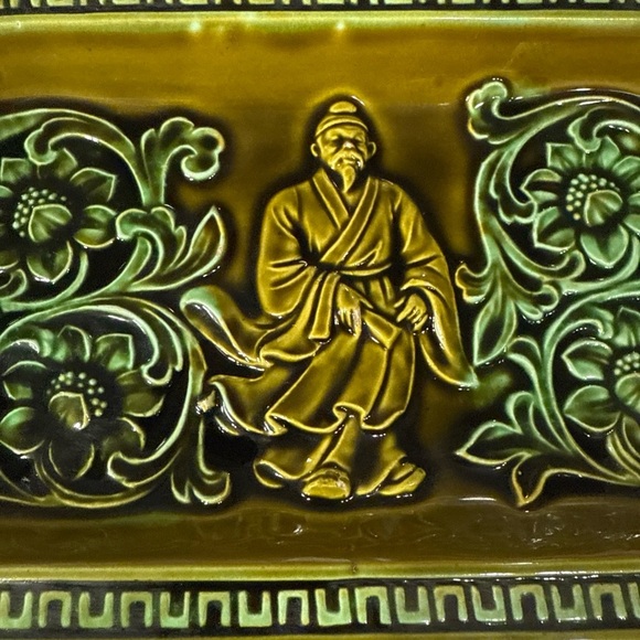 Vintage Ashtray Green Mid Century Modern MCM made in Japan Retro 10”x6” - Picture 4 of 10